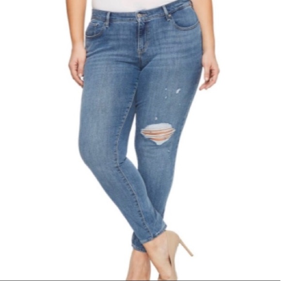 Levi's Sculpt 711 Skinny Outta Time Blue Jeans Plus Size 24W - Picture 7 of 9